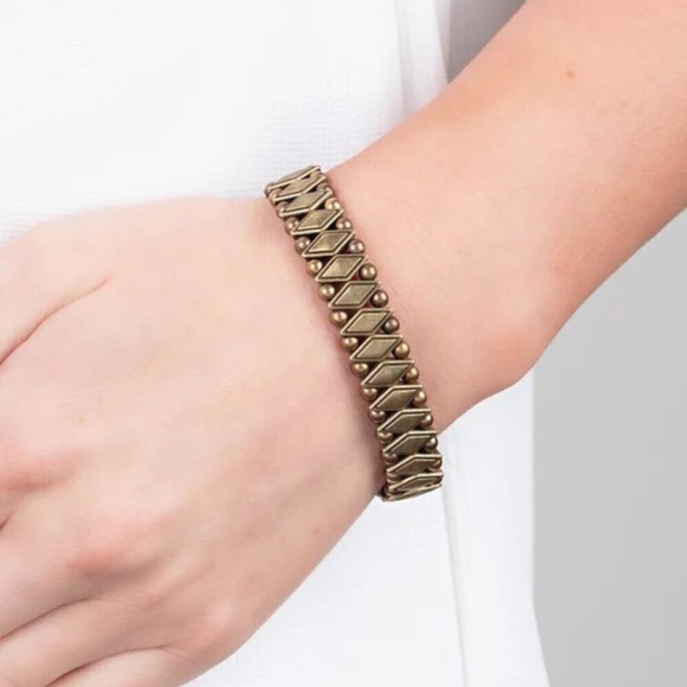 Paparazzi Jewelry Accessories - Abstract Advisory - Brass Bracelet - Vintage
